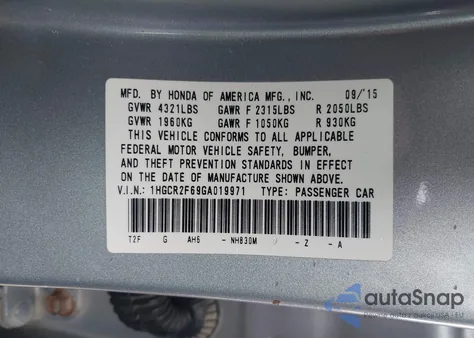 2016 Honda Accord Sport from USA, damaged, VIN 1HGCR2F69GA019971
